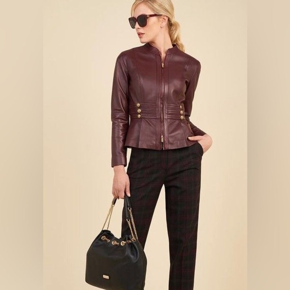 Luisa Spagnoli peplum leather jacket - Picture 3 of 4